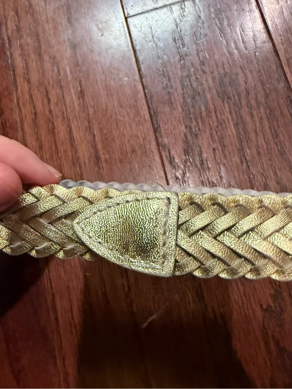 Vintage Woven Metallic Gold Women's Belt genuine leather medium